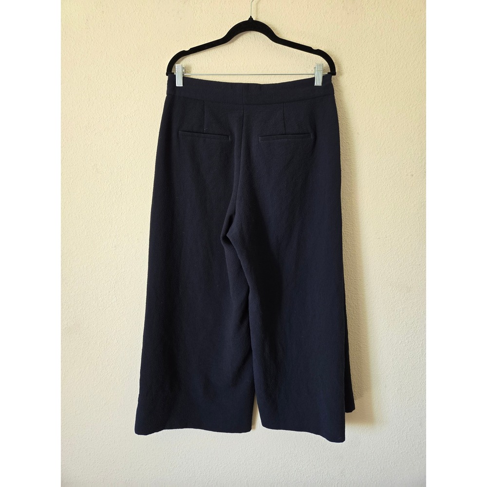 MM.LaFleur Womens 8 Pants Culotte Navy Blue Wide Leg High Rise Side Pleat Crepe - Picture 8 of 12